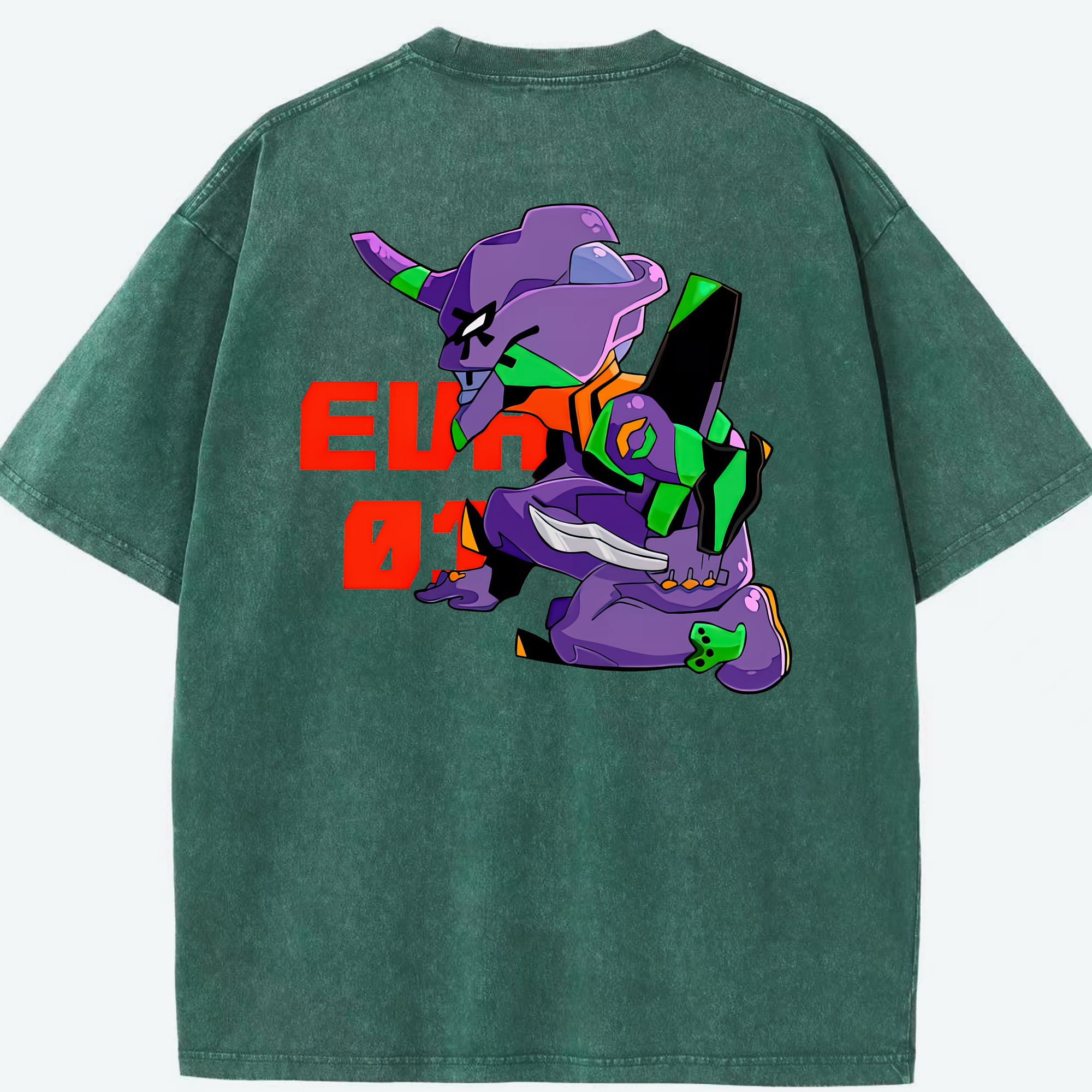 （画像用） EVA 新世紀エヴァンゲリオン 綿100% ヴィンテージ風 半袖Tシャツ（背面プリント）